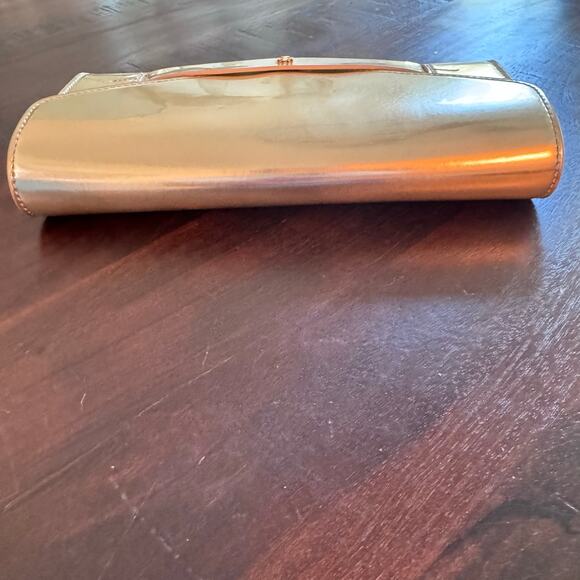 New TORY BURCH Kira Gold Metallic Leather Envelope Clutch Evening Handbag - Picture 5 of 16